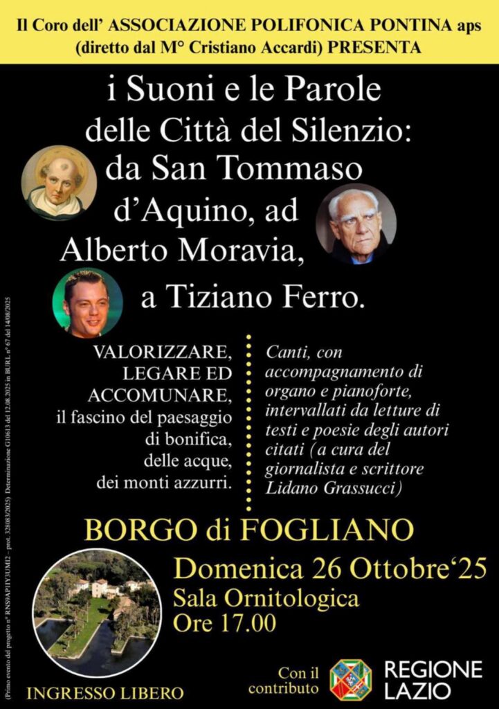 " I Suoni e le Parole delle Città del Silenzio: da San Tommaso d’Aquino, ad Alberto Moravia, a Tiziano Ferro "